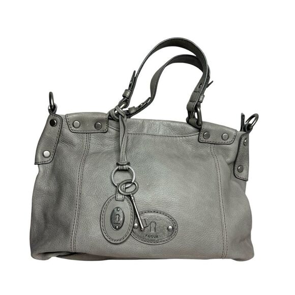 Fossil elephant gray supple leather top handle satchel bag long live vintage bag - Picture 2 of 13